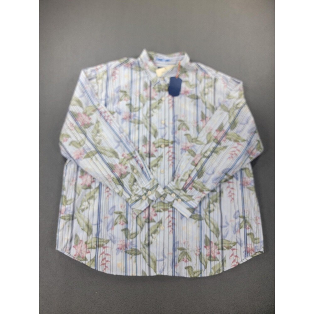 Tommy Bahama Shirt‎ Mens Big 2X Blue Jungle Mist Floral BT316431 Banff Button Up